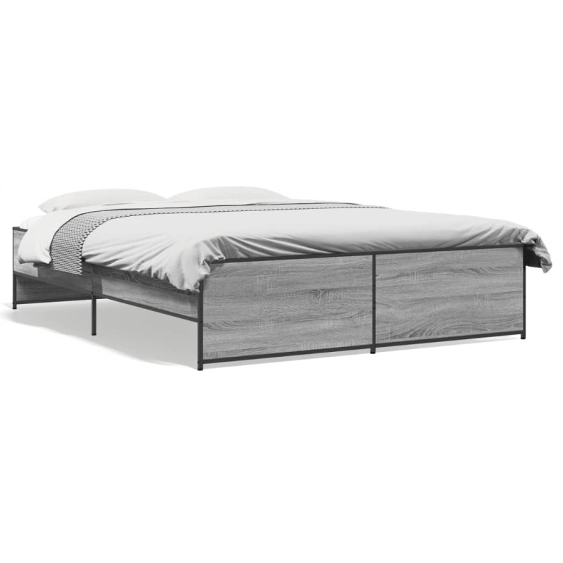 vidaXL Estructura cama madera ingeniería metal gris Sonoma 140x200 cm vidaXL Estructura cama madera ingeniería metal gris Sonoma 140x200 cm