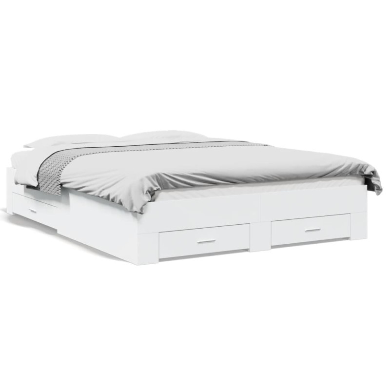 vidaXL Estructura cama con cajones madera ingeniería blanca 160x200 cm vidaXL Estructura cama con cajones madera ingeniería blanca 160x200 cm