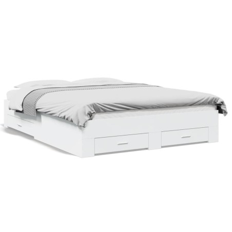 vidaXL Estructura cama con cajones madera ingeniería blanca 160x200 cm