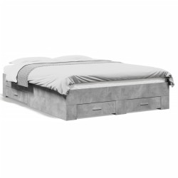 vidaXL Cama con cajones madera ingeniería gris hormigón 140x190 cm