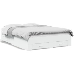 vidaXL Cama con cajones madera de ingeniería blanca 140x190 cm