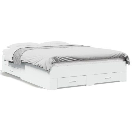 vidaXL Cama con cajones madera de ingeniería blanca 140x190 cm