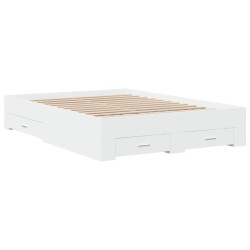 vidaXL Cama con cajones madera de ingeniería blanca 140x190 cm