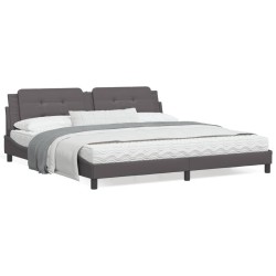 vidaXL Estructura de cama con cabecero cuero sintético gris 200x200 cm
