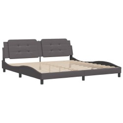 vidaXL Estructura de cama con cabecero cuero sintético gris 200x200 cm