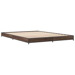 vidaXL Estructura cama madera ingeniería metal marrón roble 140x190 cm