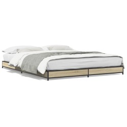 vidaXL Estructura cama madera ingeniería metal roble Sonoma 140x190 cm