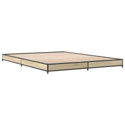 vidaXL Estructura cama madera ingeniería metal roble Sonoma 140x190 cm