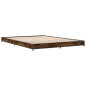 vidaXL Estructura cama madera ingeniería metal roble ahumado 140x200cm vidaXL Estructura cama madera ingeniería metal roble ahumado 140x200cm