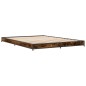 vidaXL Estructura cama madera ingeniería metal roble ahumado 150x200cm vidaXL Estructura cama madera ingeniería metal roble ahumado 150x200cm
