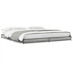 vidaXL Estructura cama madera ingeniería metal gris Sonoma 180x200 cm