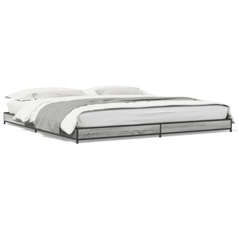 vidaXL Estructura cama madera ingeniería metal gris Sonoma 180x200 cm vidaXL Estructura cama madera ingeniería metal gris Sonoma 180x200 cm