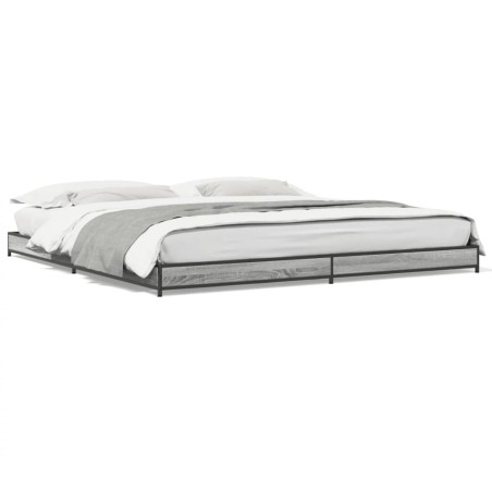 vidaXL Estructura cama madera ingeniería metal gris Sonoma 180x200 cm
