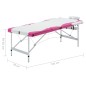 vidaXL Camilla de masaje plegable 3 zonas aluminio blanco y rosa vidaXL Camilla de masaje plegable 3 zonas aluminio blanco y rosa