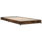 vidaXL Estructura cama madera ingeniería metal roble humo 75x190 cm vidaXL Estructura cama madera ingeniería metal roble humo 75x190 cm