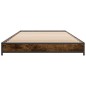vidaXL Estructura cama madera ingeniería metal roble humo 75x190 cm vidaXL Estructura cama madera ingeniería metal roble humo 75x190 cm