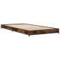 vidaXL Estructura cama madera ingeniería metal roble humo 75x190 cm vidaXL Estructura cama madera ingeniería metal roble humo 75x190 cm