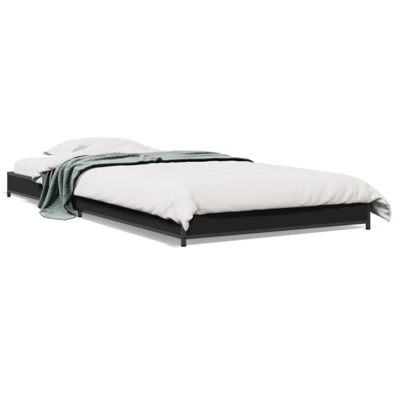vidaXL Estructura de cama madera de ingeniería y metal negro 90x200 cm vidaXL Estructura de cama madera de ingeniería y metal negro 90x200 cm