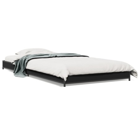 vidaXL Estructura de cama madera de ingeniería y metal negro 90x200 cm