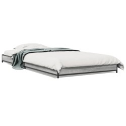 vidaXL Estructura cama madera ingeniería metal gris Sonoma 100x200 cm