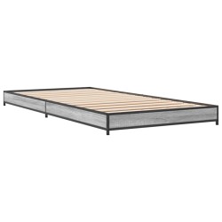 vidaXL Estructura cama madera ingeniería metal gris Sonoma 100x200 cm