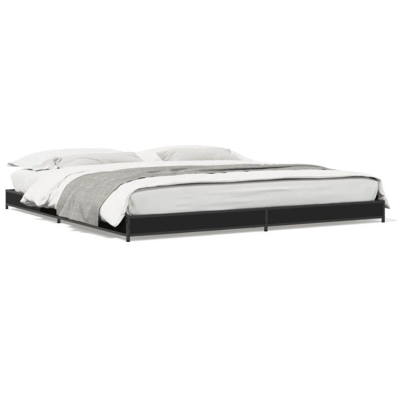 vidaXL Estructura de cama madera de ingeniería y metal negro 160x200cm vidaXL Estructura de cama madera de ingeniería y metal negro 160x200cm