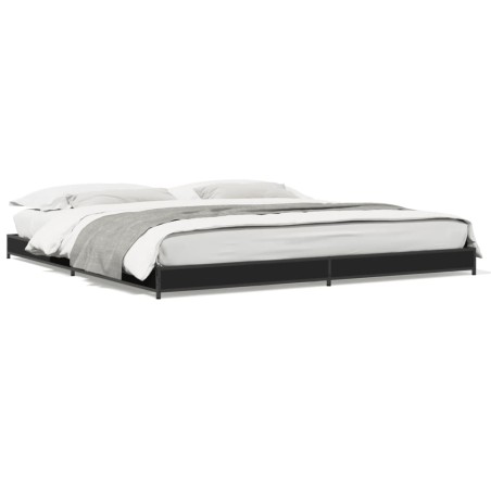 vidaXL Estructura de cama madera de ingeniería y metal negro 160x200cm