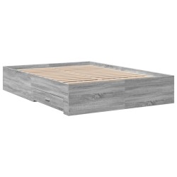 vidaXL Cama con cajones madera ingeniería gris Sonoma 120x190 cm