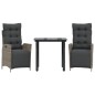 vidaXL Set comedor de jardín 3 piezas con cojines ratán sintético gris vidaXL Set comedor de jardín 3 piezas con cojines ratán sintético gris
