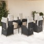 vidaXL Set de comedor de jardín 7 pzas y cojines ratán sintético negro vidaXL Set de comedor de jardín 7 pzas y cojines ratán sintético negro
