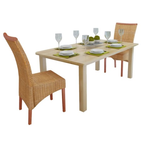 vidaXL Sillas de comedor 2 unidades ratán natural marrón