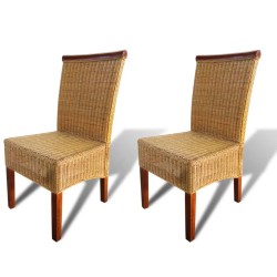 vidaXL Sillas de comedor 2 unidades ratán natural marrón
