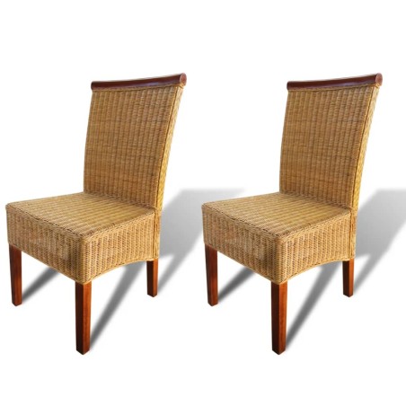 vidaXL Sillas de comedor 2 unidades ratán natural marrón