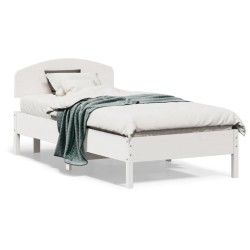 vidaXL Estructura de cama con cabecero madera pino blanco 75x190 cm