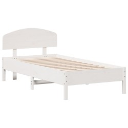 vidaXL Estructura de cama con cabecero madera pino blanco 75x190 cm