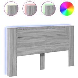 vidaXL Cabecero de cama con LED gris Sonoma 180x16,5x103,5 cm