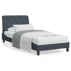 vidaXL Estructura de cama con luz LED terciopelo gris oscuro 90x190 cm