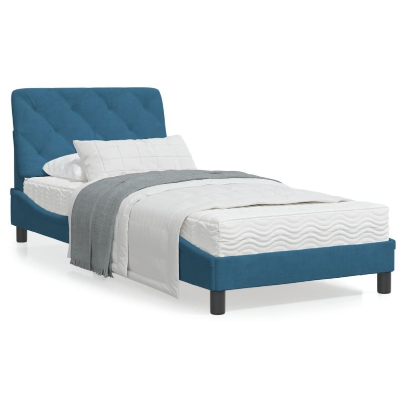 vidaXL Estructura cama con cabecero terciopelo azul 90x190 cm vidaXL Estructura cama con cabecero terciopelo azul 90x190 cm