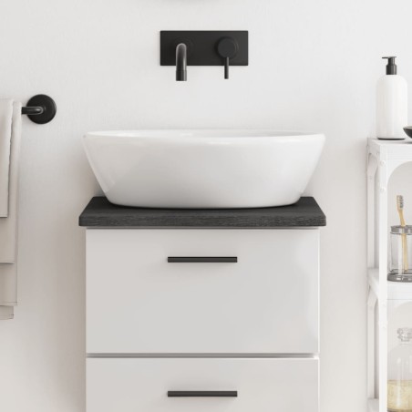 vidaXL Encimera de baño madera maciza tratada gris oscuro 40x30x2 cm