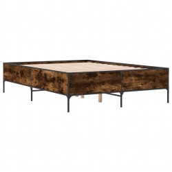 vidaXL Estructura cama madera ingeniería metal roble ahumado 120x190cm