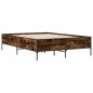 vidaXL Estructura cama madera ingeniería metal roble ahumado 120x190cm vidaXL Estructura cama madera ingeniería metal roble ahumado 120x190cm