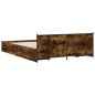 vidaXL Cama con cajones madera de ingeniería roble ahumado 150x200 cm vidaXL Cama con cajones madera de ingeniería roble ahumado 150x200 cm