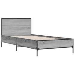 vidaXL Estructura cama madera ingeniería metal gris Sonoma 90x200 cm