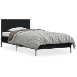 vidaXL Estructura de cama madera de ingeniería y metal negro 90x200 cm