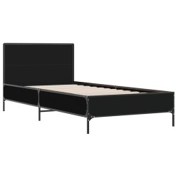 vidaXL Estructura de cama madera de ingeniería y metal negro 90x200 cm