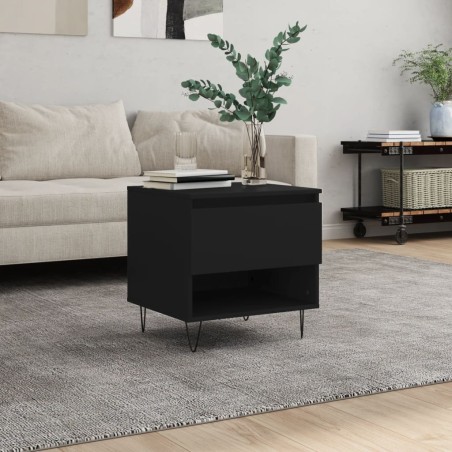 vidaXL Mesa de centro madera de ingeniería negro 50x46x50 cm