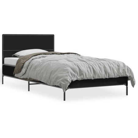 vidaXL Estructura de cama madera de ingeniería y metal negra 75x190 cm