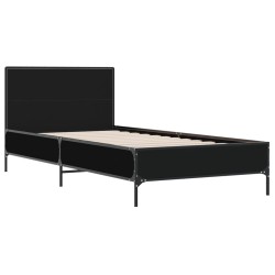 vidaXL Estructura de cama madera de ingeniería y metal negra 75x190 cm