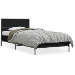 vidaXL Estructura de cama madera ingeniería y metal negro 100x200 cm
