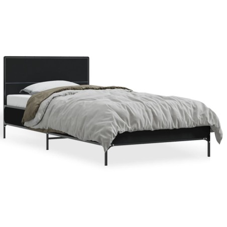 vidaXL Estructura de cama madera ingeniería y metal negro 100x200 cm